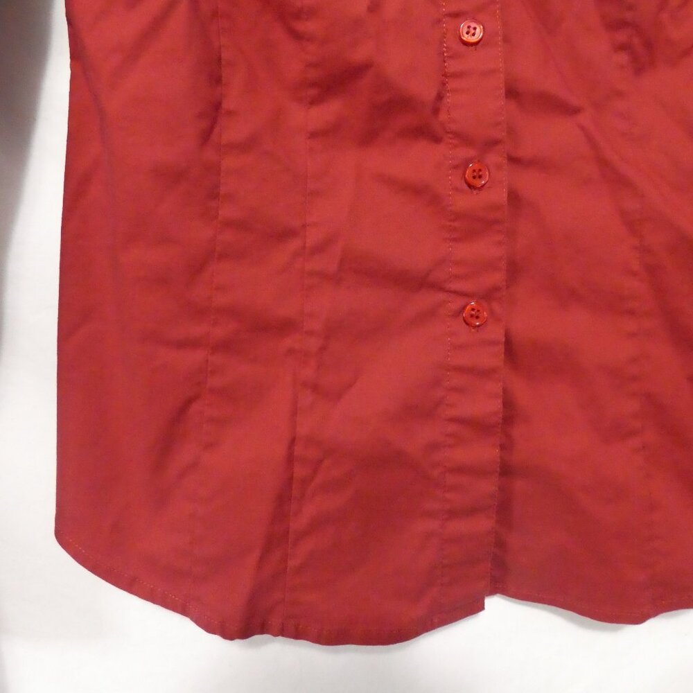 SMART SET | small | Elegant Red Long Sleeve Button-Up Shirt - Picture 7 of 16